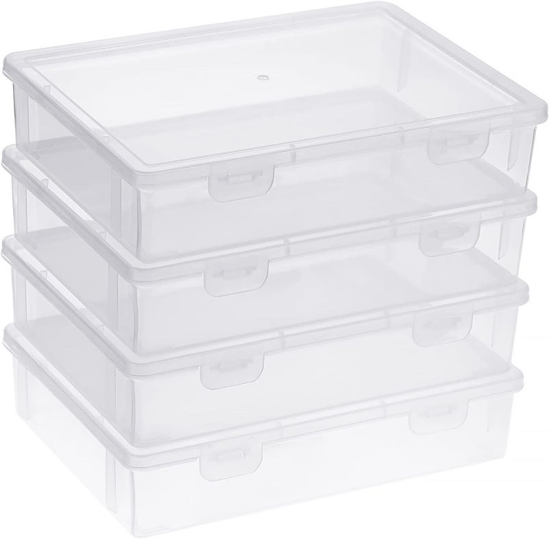 BTSKY Clear Plastic Storage Box with Flap Lid, Multipurpose Craft Organizers and Storage Box Art Supply Storage Organizer Plastic Sewing Box for Beads Pencils Notebooks, 4 Pack Small - Image 1